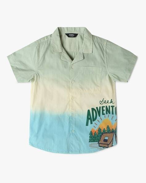 Yousta Kids - Boys Colourblock Relaxed Fit Cutaway-Collar Shirt