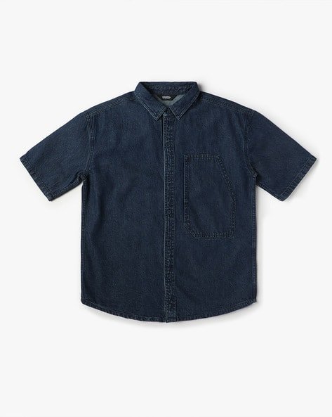 Yousta Kids - Boys Denim Shacket with Spread Collar