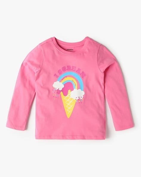 Yousta Kids - Girls Graphic Print Relaxed Fit Crew-Neck T-Shirt