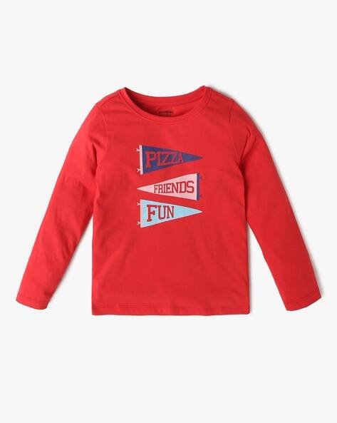 Yousta Kids - Girls Typographic Print Relaxed Fit Crew-Neck T-Shirt