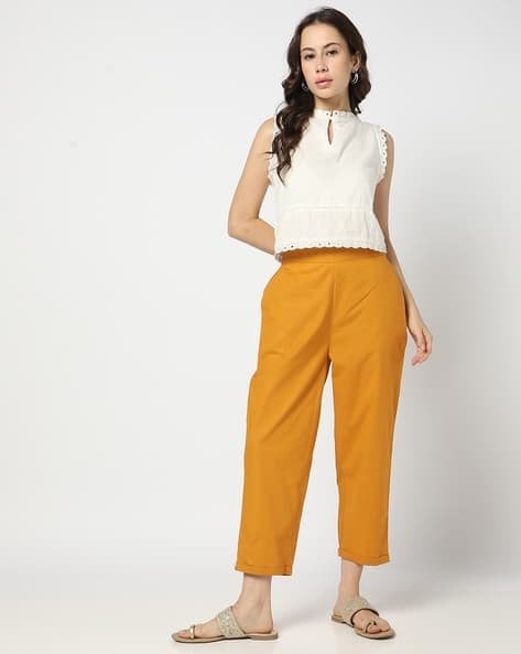 Yousta - Women Relaxed Fit Flat-Front Straight Pants