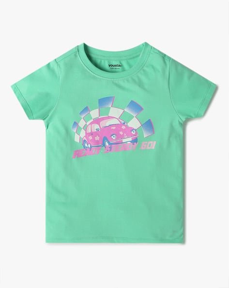 Yousta Kids - Girls Core Graphic Print Relaxed Fit Round-Neck T-Shirt