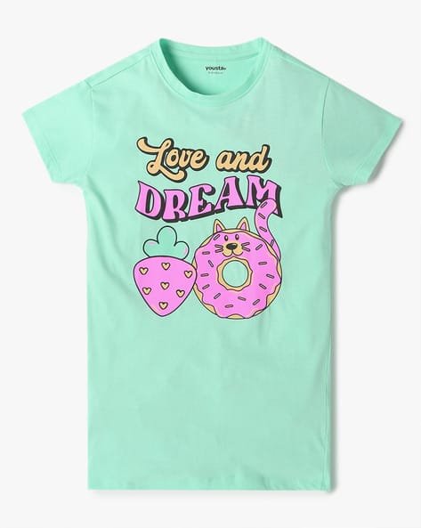 Yousta Kids - Girls Graphic Print Knitted Sleepwear T-Shirt Dress