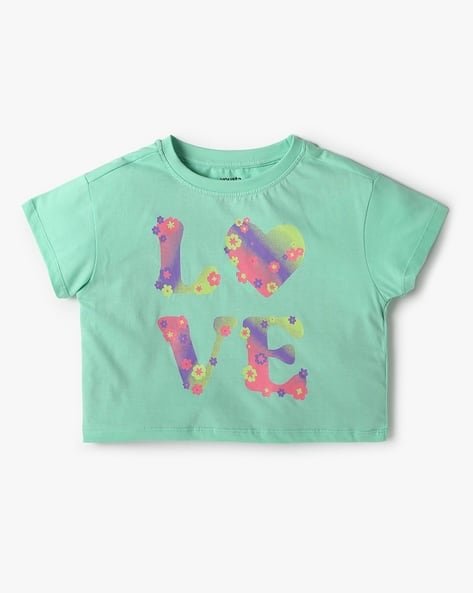 Yousta Kids - Girls Graphic Print Boxy Fit Round-Neck T-Shirt
