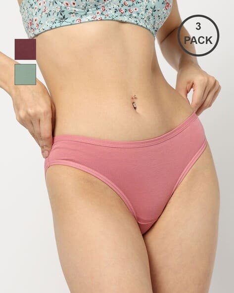 Yousta - Women Pack of 3 Low-Rise Bikini Briefs