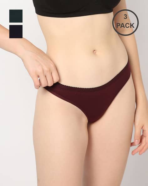 Yousta - Women Pack of 3 Low-Rise Bikini Briefs