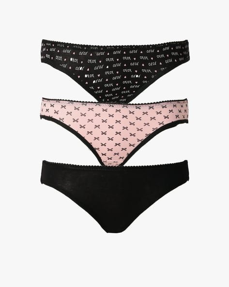 Yousta - Women Pack of 3 Printed Low-Rise Bikini Briefs