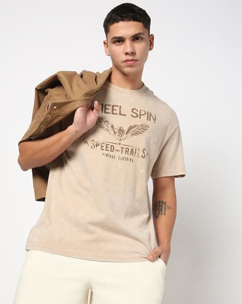 Yousta - Crew Neck Relaxed Fit Acid Wash T-Shirt