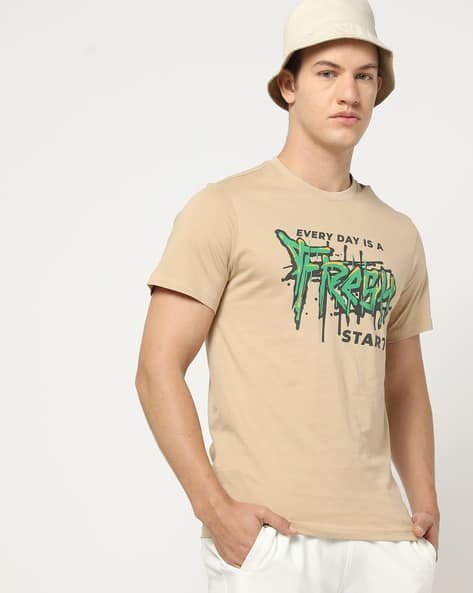 Yousta - Men Printed Regular Fit Crew-Neck T-Shirt