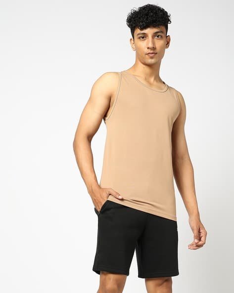 Yousta - Men Regular Fit Sleeveless Crew-Neck T-Shirt