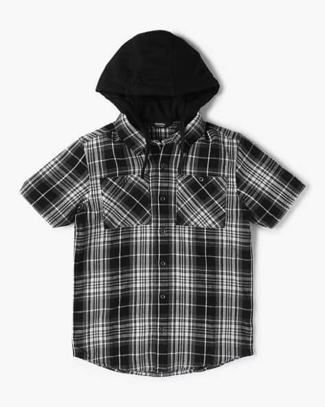 Yousta Kids - Boys Checked Regular Fit Hooded Shirt