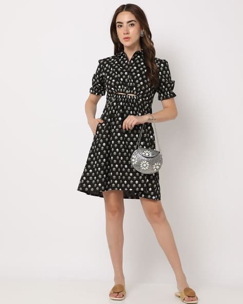 Yousta - Earthy Printed A-Line Dress