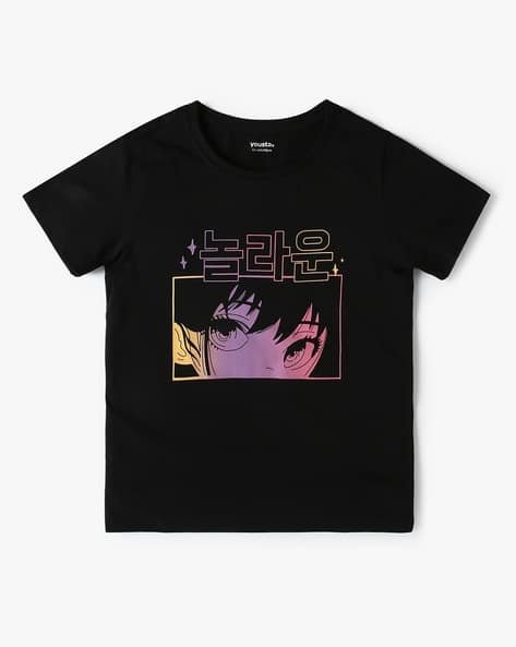 Yousta Kids - Girls Graphic Print Relaxed Fit Round-Neck T-Shirt