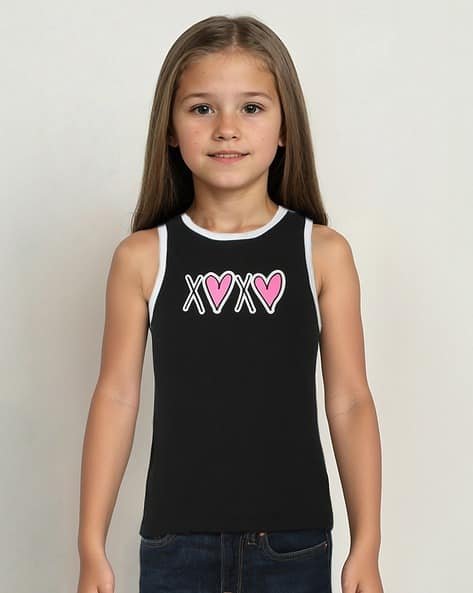 Yousta Kids - Girls Printed Round-Neck Relaxed Fit Singlet