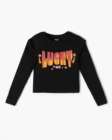 Yousta Kids - Girls Typographic Print Relaxed Fit Crew-Neck T-Shirt