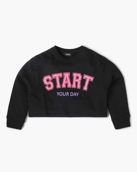 Yousta Kids - Girls Typographic Print Relaxed Fit Sweatshirt
