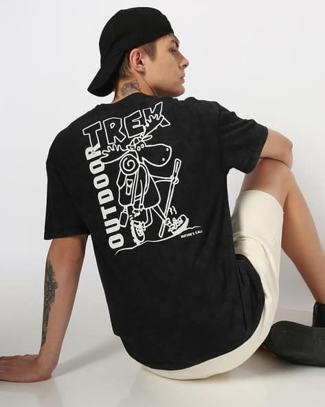 Yousta - Men Graphic Print Relaxed Fit Crew-Neck T-Shirt