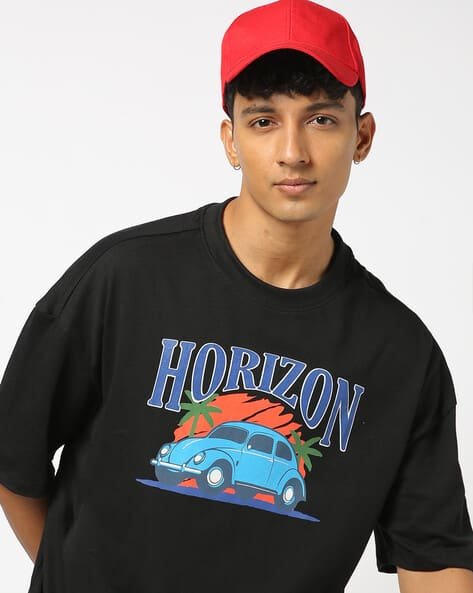 Yousta - Men Printed Oversized Fit Crew-Neck T-Shirt