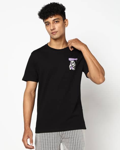 Yousta - Men Regular Fit Crew-Neck T-Shirt with Placement Print