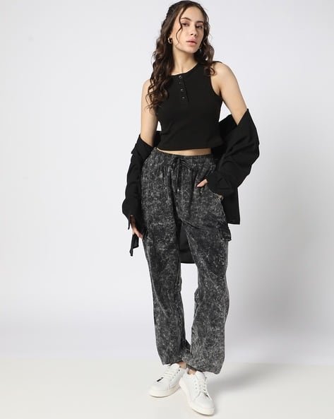 Yousta - Women Acid-Wash Cargo Joggers