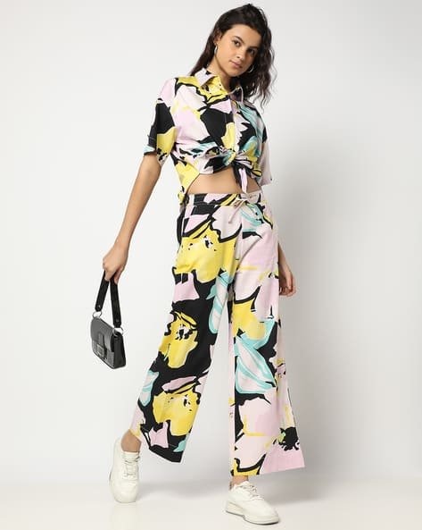 Yousta - Women Floral Print Regular Fit Cotton Pants with Insert Pockets