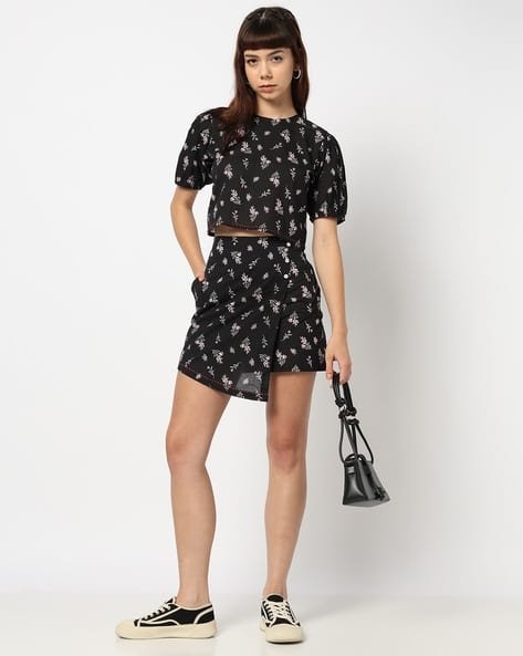 Yousta - Women Floral Print Top & Skirt Set