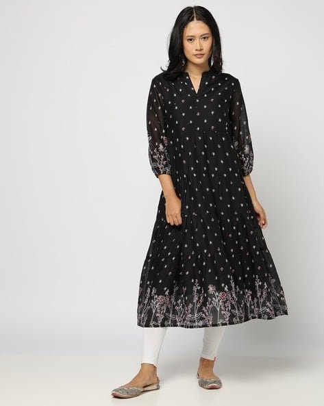Yousta - Women Gathered Floral Print A-Line Kurta