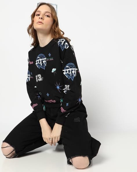 Yousta - Women Graphic Print Boxy Fit Sweatshirt