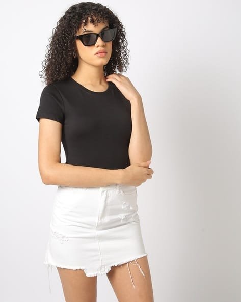 Yousta - Women Regular Fit Crew-Neck Crop T-Shirt