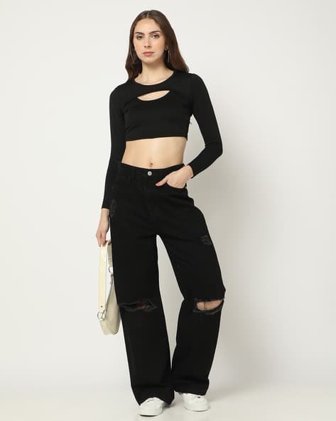 Yousta - Women Ribbed Fitted Crop Top
