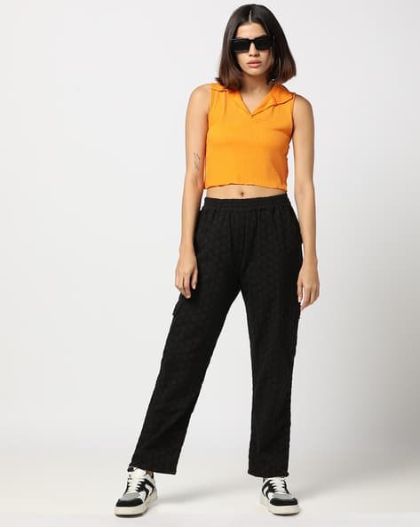 Yousta - Women Schiffli Embroidered Relaxed Fit Pants