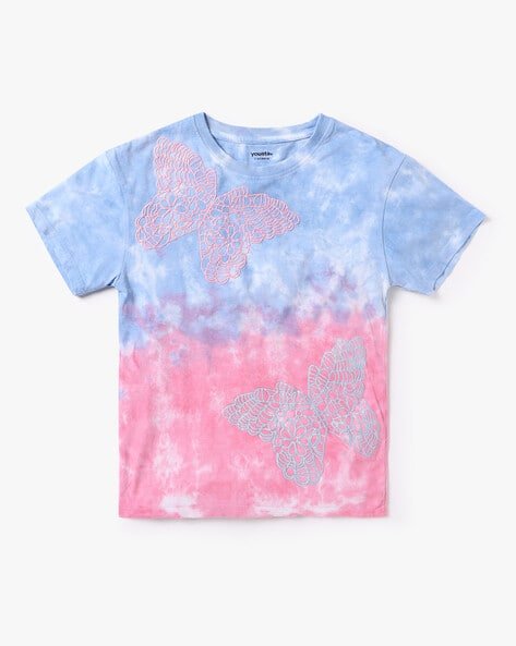 Yousta Kids - Girls Tie & Dye Print Crew-Neck T-Shirt