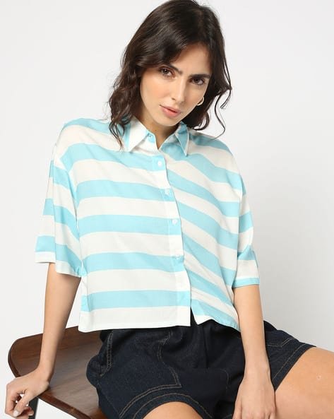 Yousta - Women Striped Oversized Shirt