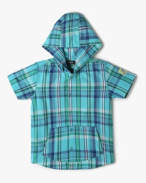 Yousta Kids - Boys Checked Regular Fit Hooded Shirt