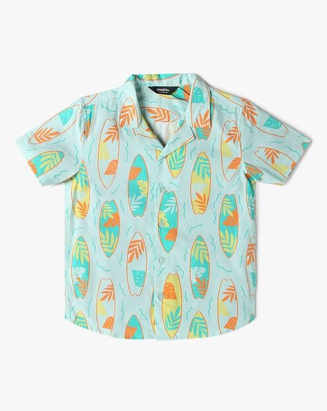 Yousta Kids - Boys Leaf Print Regular Fit Shirt
