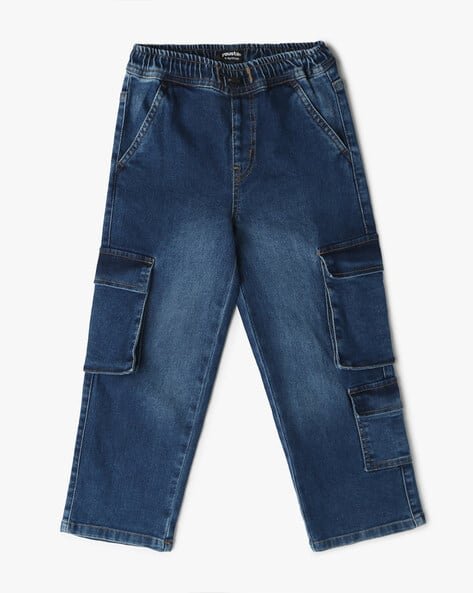 Yousta Kids - Boys Lightly Washed Relaxed Fit Cargo Jeans
