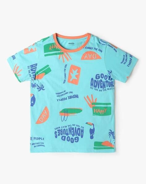 Yousta Kids - Boys Printed Regular Fit Round-Neck T-Shirt