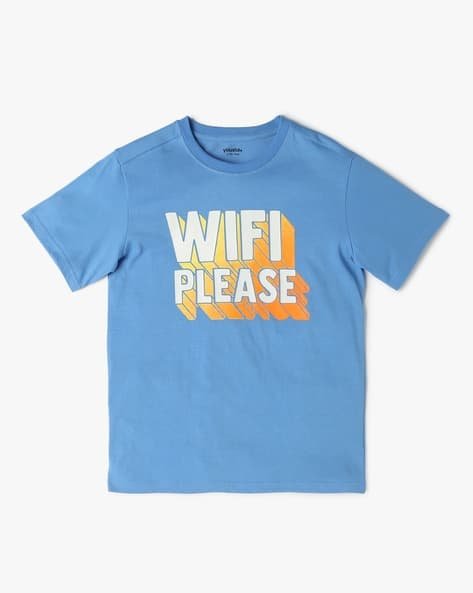 Yousta Kids - Boys Typographic Print Regular Fit Crew-Neck T-Shirt