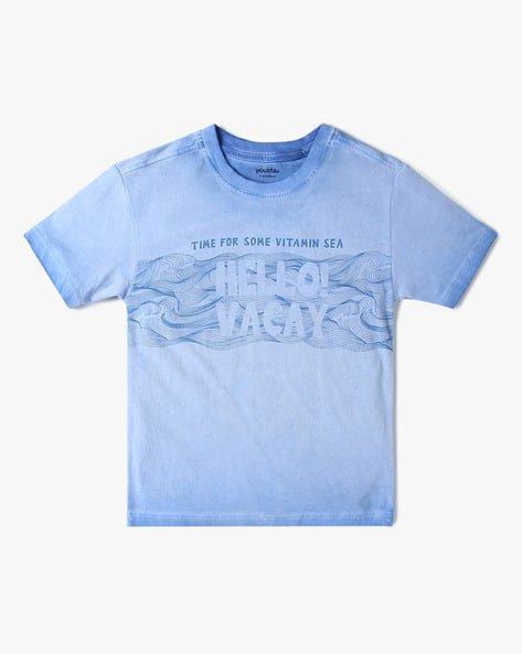 Yousta Kids - Boys Typographic Print Regular Fit Round-Neck T-Shirt