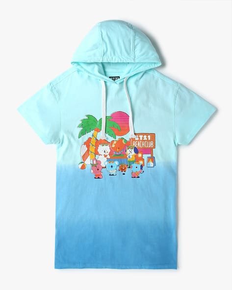 Yousta Kids - Girls BT21 Print Hooded T-Shirt Dress