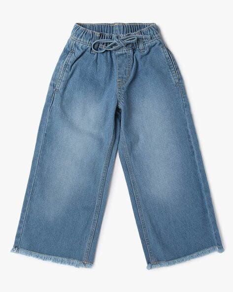 Yousta Kids - Girls Mid-Wash Wide-Leg Jeans