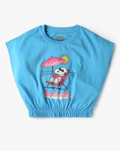 Yousta Kids - Girls Snoopy Print Relaxed Fit Crew-Neck T-Shirt