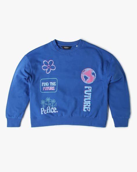 Yousta Kids - Girls Typographic Print Relaxed Fit Sweatshirt