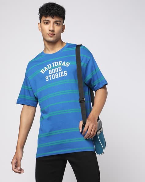 Yousta - Men Striped Relaxed Fit Crew-Neck T-Shirt
