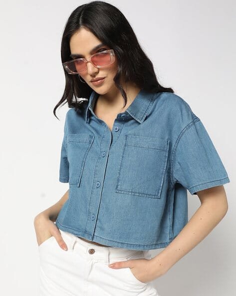 Yousta - Women Boxy Fit Shirt with Patch Pockets