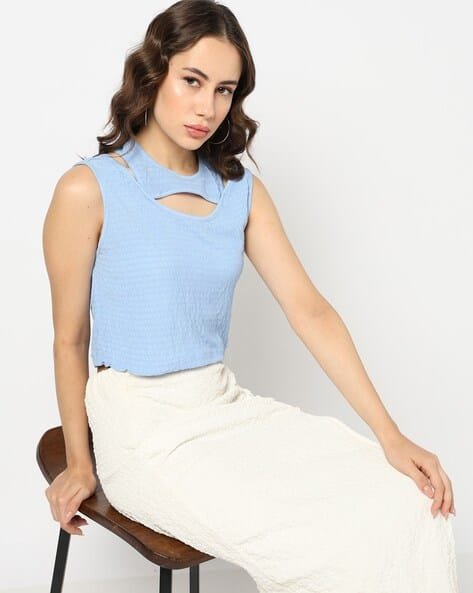 Yousta - Women Crinkled Fitted Crop Top
