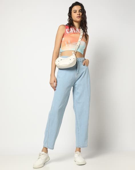 Yousta - Women Light-Wash Barrel Fit Jeans