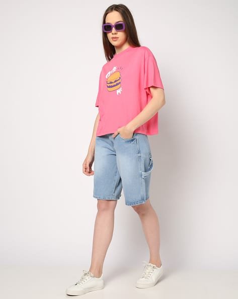 Yousta - Women Mid-Wash Regular Fit Cotton Shorts