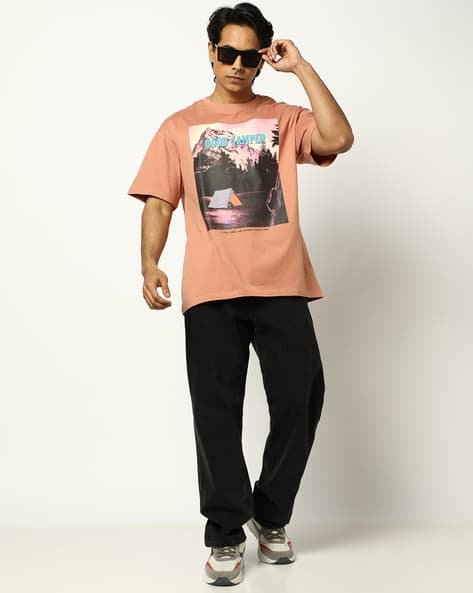 Yousta - Men Printed Relaxed Fit Crew-Neck T-Shirt