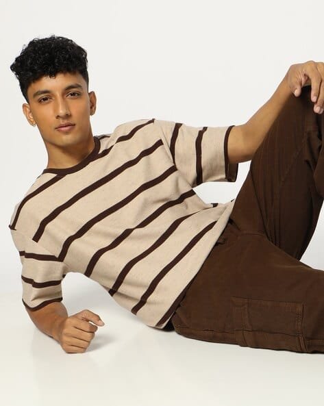 Yousta - Men Striped Regular Fit Crew-Neck T-Shirt